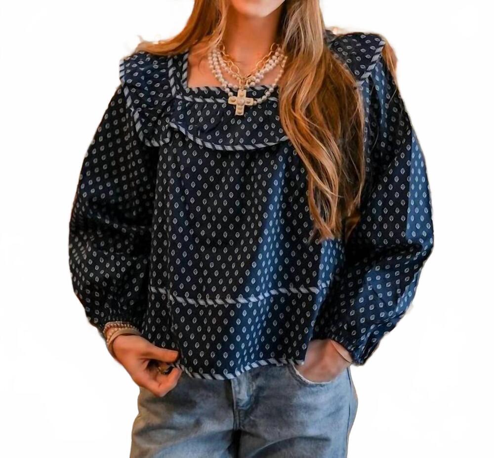 NEW &MERCI danielle paisley top in navy